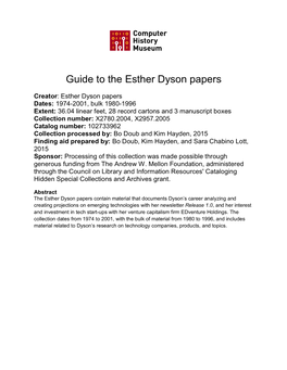 Guide to the Esther Dyson Papers, 1974-2001