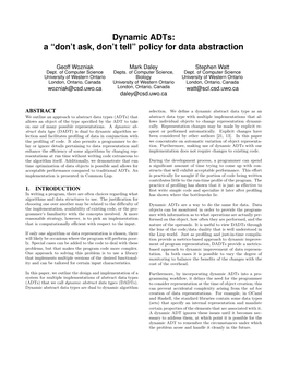 Dynamic Adts: a “Don’T Ask, Don’T Tell” Policy for Data Abstraction