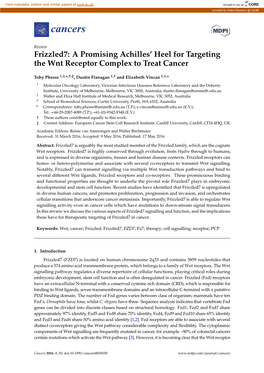 Frizzled7: a Promising Achilles' Heel for Targeting the Wnt Receptor