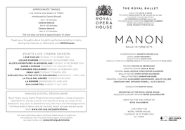 2014/15 Live Cinema Season the Royal Ballet