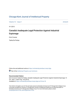 Canada's Inadequate Legal Protection Against Industrial Espionage