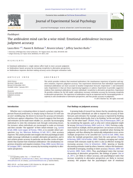 Emotional Ambivalence Increases Judgment Accuracy