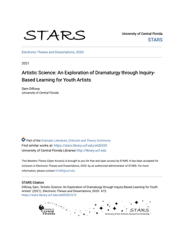 Artistic Science: an Exploration of Dramaturgy Through Inquiry-Based Learning for Youth Artists