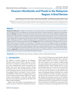 Disasters Worldwide and Floods in the Malaysian Region: a Brief Review