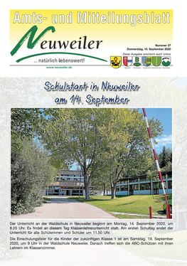 Schulstart in Neuweiler Am 14. September