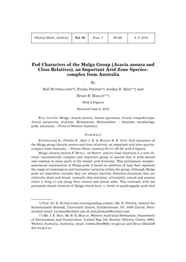 Pod Characters of the Mulga Group (Acacia Aneura and Close Relatives), an Important Arid Zone Species- Complex from Australia