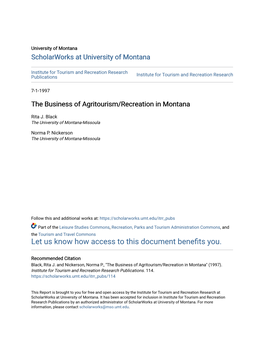 The Business of Agritourism/Recreation in Montana