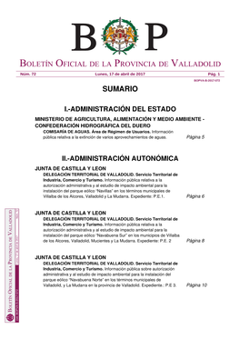 Sumario Boletín Oficial De La Provincia De Valladolid