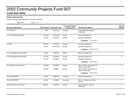 2003 Community Projects Fund 007 Lump Sum Items