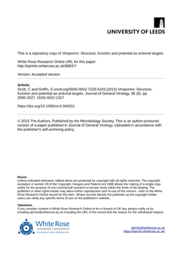 Viroporins: Structure, Function and Potential As Antiviral Targets