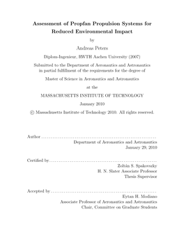 Assessment of Propfan Propulsion Systems for Reduced