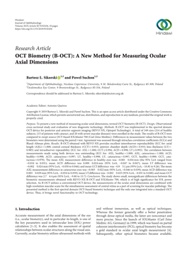 Research Article OCT Biometry (B-OCT): a New Method for Measuring Ocular Axial Dimensions