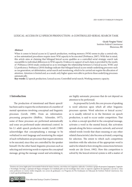 Lexical Access in L2 Speech Production: a Controlled Serial Search Task