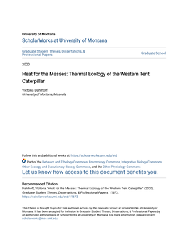 Thermal Ecology of the Western Tent Caterpillar