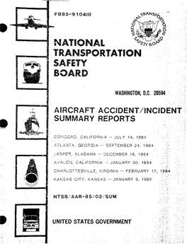 Ntsb/Aar-85;02/Sum Pbs5-919410