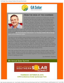 Tim Dwight, Falcons Standout, Headlines 8Th Annual Solar Summit