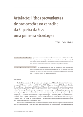 Artefactos Líticos Provenientes De Prospecções No Concelho Da Figueira Da Foz: Uma Primeira Abordagem