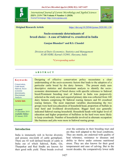 Socio-Economic Determinants of Breed Choice - a Case of Sahiwal Vs