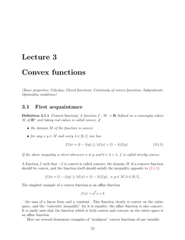 Lecture 3 Convex Functions