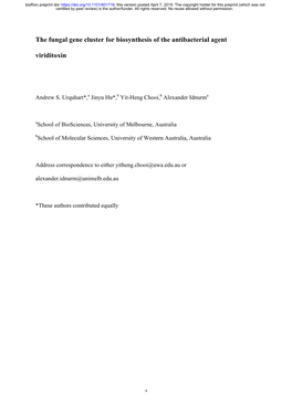 The Fungal Gene Cluster for Biosynthesis of the Antibacterial Agent