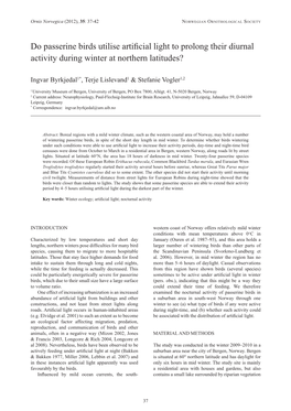 Do Passerine Birds Utilise Artificial Light to Prolong Their Diurnal Activity During Winter at Northern Latitudes?