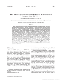 Effect of Stable Layer Formation Over the Po Valley on the Development of Convection During MAP IOP-8