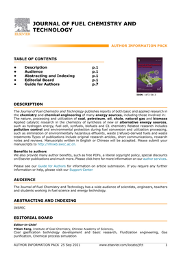 Journal of Fuel Chemistry and Technology