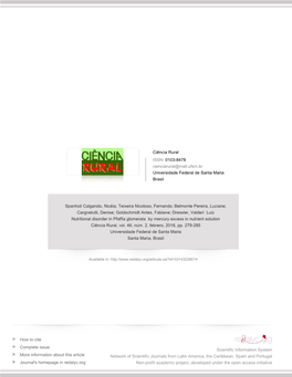 Redalyc.Nutritional Disorder in Pfaffia Glomerata by Mercury Excess In