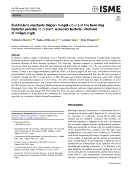 Riptortus Pedestris to Prevent Secondary Bacterial Infections of Midgut Crypts