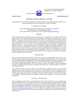 Spawning Biomass and Recruitment Relationships As Additional Indices