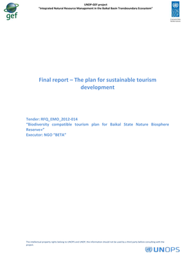 The Plan for Sustainable Tourism Development