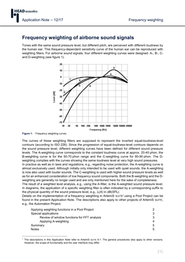 Frequency Weighting of Airborne Sound Signals