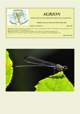 Agrion Newsletter of the Worldwide Dragonfly Association