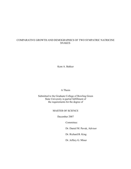 Comparative Growth and Demographics of Two Sympatric Natricine Snakes