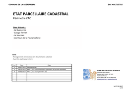 ETAT PARCELLAIRE CADASTRAL Périmètre ZAC