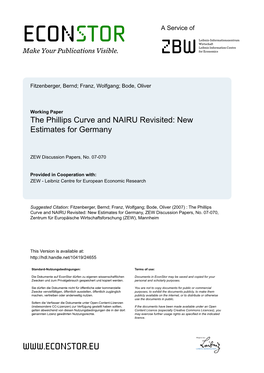 The Phillips Curve and NAIRU Revisited: New Estimates for Germany