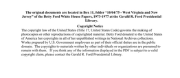 10/04/75 - West Virginia and New Jersey” of the Betty Ford White House Papers, 1973-1977 at the Gerald R