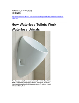 How Waterless Toilets Work Waterless Urinals