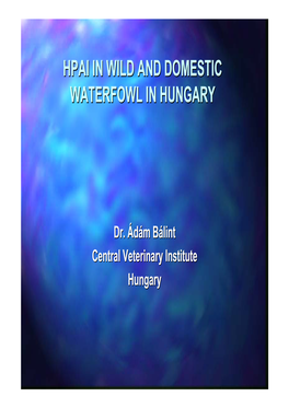Hpai in Wild and Domestic Waterfowl in Hungary