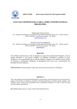 O Fluxo Logístico Da Carga Aérea Internacional Brasileira