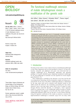 The Functional Readthrough Extension of Malate Dehydrogenase Reveals A