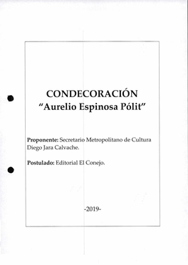 CONDECORACIÓN "Aurelio Espinosa Pólit"