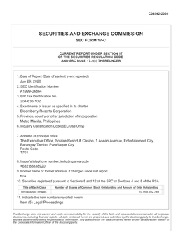 Securities and Exchange Commission Sec Form 17-C