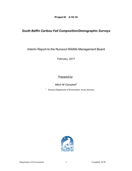 South Baffin Caribou Fall Composition And