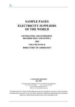 Electricity Suppliers of the World