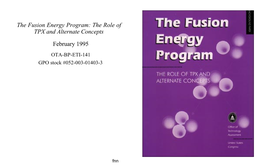 The Fusion Energy Program: the Role of TPX and Alternate Concepts