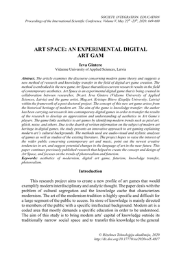 Art Space: an Experimental Digital Art Gam