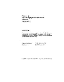 TOPS-10 Operating System Commands Manual AA-0916F-TB