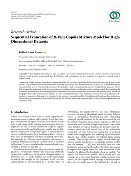 Sequential Truncation of R-Vine Copula Mixture Model for High- Dimensional Datasets