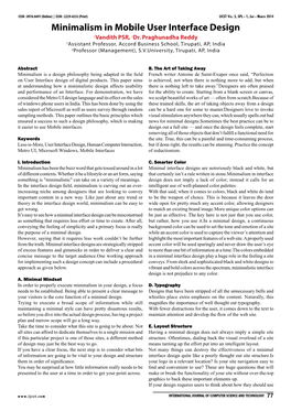 Minimalism in Mobile User Interface Design 1Vandith PSR, 2Dr